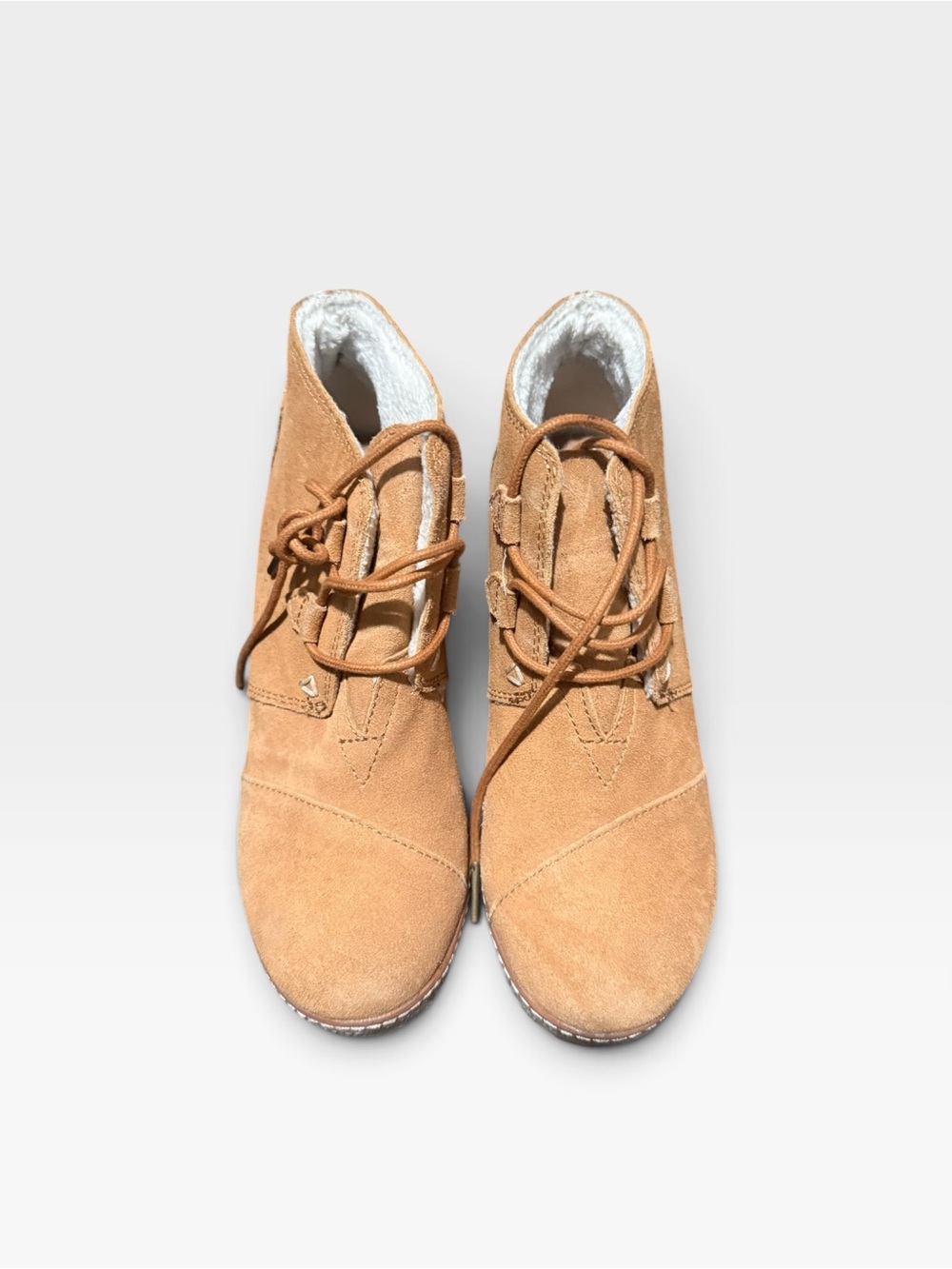 Toms Tan Suede Wedge Lace-Up Boots